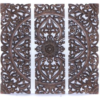 Carved Wooden Wall Plaque   Set of 3   Wall Sculptures and Panels