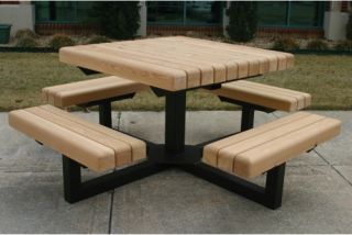 Square Heavy Duty Wood Picnic Table   Picnic Tables