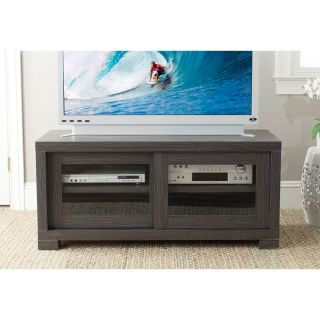 Safavieh Davis Sliding Door TV Cabinet   Dark Grey / Charcoal Woodgrain   TV Stands