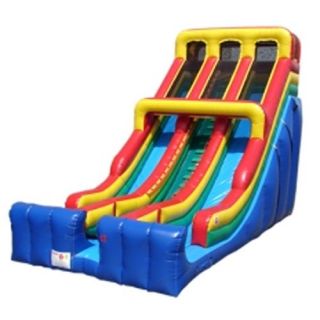 Kidwise 24 ft. Double Lane Inflatable Slide   Primary Colors   Commercial Inflatables