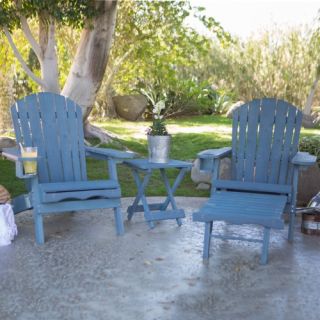Pair of Coral Coast Big Daddy Adirondack Chairs with Pull Out Ottoman and Drink Holder and FREE Side Table   Blue Stained   Adirondack Chairs