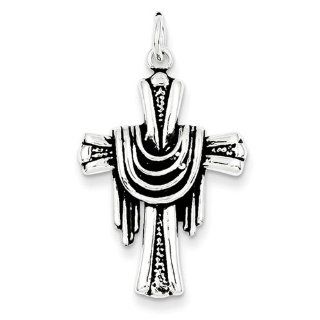 Sterling Silver Antiqued Draped Cross Charm. Metal Wt  2.99g Clasp Style Charms Jewelry