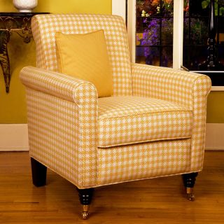 angeloHOME Harlow Chair   Yellow & White Check   Upholstered Club Chairs