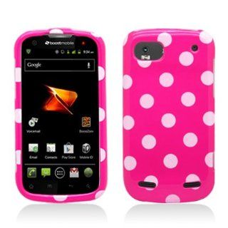Aimo ZTEN861PCPD306 Cute Polka Dot Hard Snap On Protective Case for ZTE Warp Sequent N861   Retail Packaging   Hot Pink/White Cell Phones & Accessories