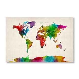 Watercolor World Map II by Michael Tompsett Wall Art   Wall Maps