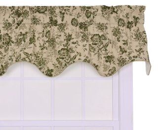 Ellis Curtain Palmer Floral Toile Lined Duchess Filler Valance Window Curtain, Green Cereal Bowls Kitchen & Dining