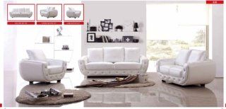 ESF Modern 838 White Italian Leather Sofa Set with Rhinestones Classic Look   Living Room Furniture Sets