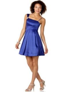 Trixxi Women's Strappy Satin Pleated A Line Dress Special Occasion Dresses