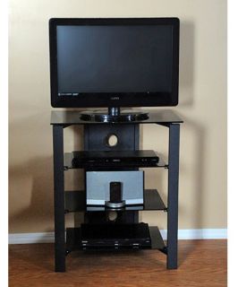 RTA Home and Office T1D 140 NEW Tier One Designs Black Glass TV Stand/Audio Rack   TV Stands