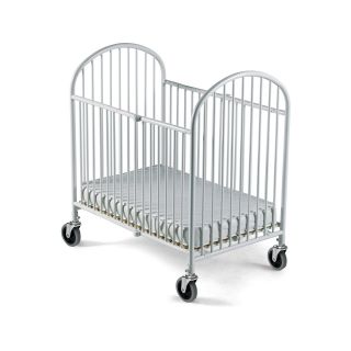 Foundations Pinnacle Folding Compact Steel Crib with Foam Mattress   White   Infant & Toddler Care