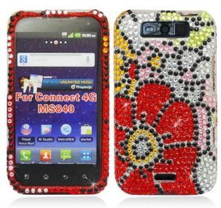 COLORFUL FLOWER Rhinestone/Cyrstal/Bling/Diamond Hard case Cover for LG Connect 4G MS840 (MetroPCS) Cell Phones & Accessories