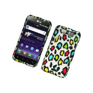 LG Connect 4G MS840 Viper LS840 White Rainbow Leopard Skin Cover Case Cell Phones & Accessories