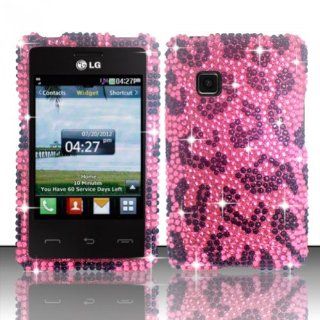 For LG 840g (StraightTalk/Net 10/Tracfone) Full Diamond Cover   Pink Leopard FPD Cell Phones & Accessories