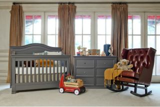 Million Dollar Baby Classic Louis 4 in 1 Convertible Crib Collection   Manor Gray   Cribs