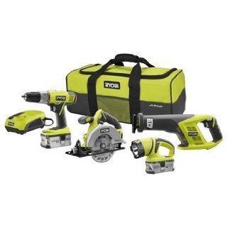Factory Reconditioned Ryobi ZRP843 ONE Plus 18V Cordless Lithium ion 4 Tool Combo Kit   Power Tool Combo Packs  