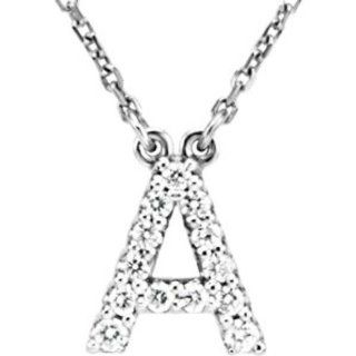 Letter A Diamond Initial Necklace in 14k White Gold Pendant Necklaces Jewelry