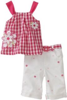 Nannette Baby Girls 2 Piece Capri Set, Pink/White, 24 Months Clothing