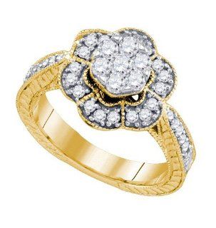 0.67 Carat Round Diamond Halo Engagement Ring TheJewelryMaster Jewelry