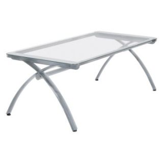 Calico Designs Futura Rectangular Silver Metal and Glass Coffee Table   Coffee Tables