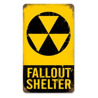 Fallout Shelter Vintage Metal Sign   Wall Sculptures and Panels