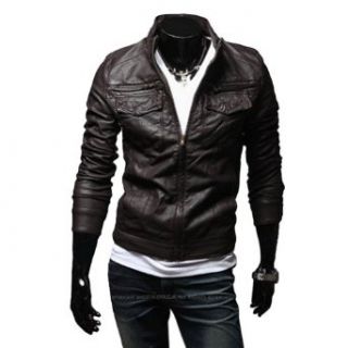 Zicac Mens Fashion Transverse Slim Leather Coats Autumn Winter Suit Jacket (Asia(M) US2, Coffee) at  Mens Clothing store