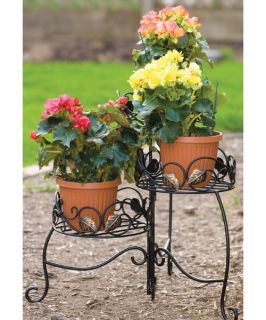 Panacea Plant Stand Folding 3 Tier Scroll & Ivy   Plant Stands