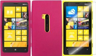 For Nokia Lumia 920 Silicone Jelly Skin Cover Case Hot Pink+LCD Screen Protector Accessory Cell Phones & Accessories