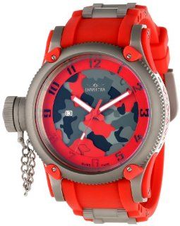 Invicta Men's 11336 Russian Diver Grey and Red Camouflage Dial Red Polyurethane Watch Invicta Watches