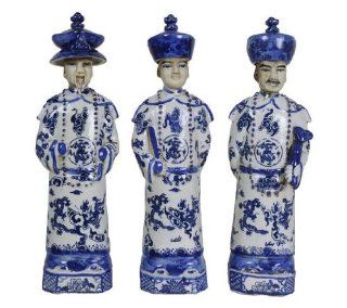 Blue & White Chinese Emperors   Set of Three   Home Decor Accents