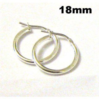 TOC Sterling Silver 18mm Fine Round Creole Hoop Huggie Loop Earrings Jewelry