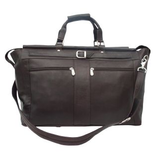 Piel Leather Carpet Bag with Pockets   Chocolate   Luggage