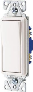 Cooper Wiring Devices 7501W SP L 15 Amp, 120 Volt Standard Grade Single Pole Decorator Switch, White   Wall Light Switches  