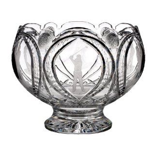 House Of Waterford Waterford Crystal Waterford Golf Engraved Punch Bowl   Golfer Swinging   Decorative Bowls