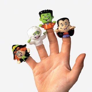 4 ~ Halloween Finger Puppets ~ Approx. 1.5" ~ Vinyl ~ Assorted ~ New ~ Dracula, Vampire, Witch, Mummy, Frankenstein Monster Toys & Games