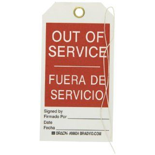 Brady 86634 3" Width x 5 3/4" Height B 853 Cardstock, Red and Black on White Accident Prevention Tag, Pack of 100 Industrial Warning Signs