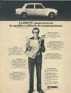 1970 TRIUMPH 1300 TC BERLINE   LARGE FRENCH AD   GREAT  PARIS MATCH   Other Products  