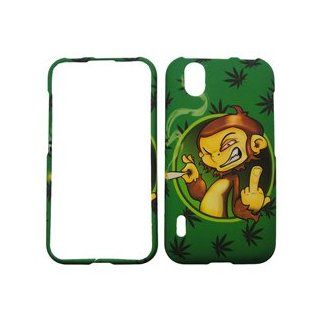 LG Marquee LS855 LS 855 Green Marijuana with Bad Monkey Smoking Cigar Design Snap On Hard Protective Cover Cell Phone Case Cell Phones & Accessories
