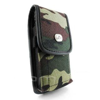 Vertical Camouflage Designed Velcro Carrying Case Holster Cover Side Pouch with Belt Loop and Metal Clip for Sprint Motorola XPRT   Samsung Epic 4G   Samsung Galaxy S Pro Notion   Samsung Replenish SPH M580   ZTE Fury N850   Straight Talk LG Optimus Black 