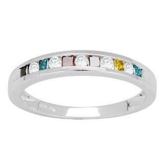 10KT White Gold 0.30ctw Multi Color Diamond Wedding Band Jewelry
