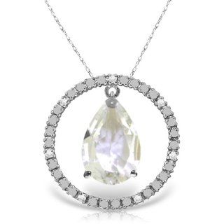 14k White Gold 18" Circle of Love Diamond Necklace with White Topaz Jewelry