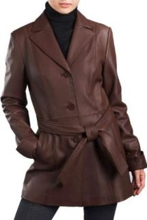 BGSD Women's New Zealand Lambskin Leather Trench Coat   Espresso XL Leather Outerwear Jackets