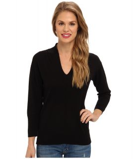 NIC+ZOE Solid Print Top Womens Long Sleeve Pullover (Black)