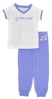 Calvin Klein Girls S/S White & Purple 2Pc Pajama Pant Set (5/6) Clothing