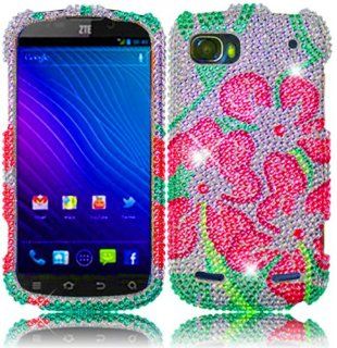 For ZTE Warp Sequent N861 Full Diamond Bling Cover Case Green Lily Cell Phones & Accessories