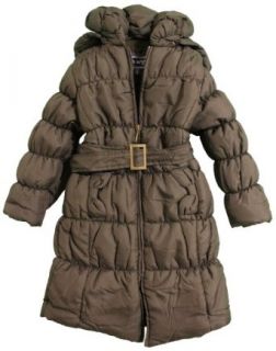 Kelly Kid Girls Fleece Lined Full Length Hooded Jacket with Belt   Sizes 4 18 Clothing