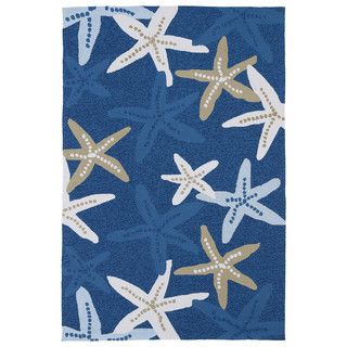 Luau Blue Starfish Print Indoor/outdoor Rug (86 X 116)