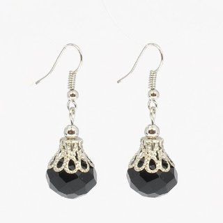 Fashion Style Jewelry Black Waterdrop Crystal Bead Hook Dangle Earrings Jewelry