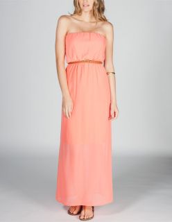 Belted Maxi Tube Dress Coral In Sizes Large, X Small, X Large, Medium