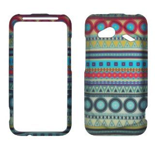 2D Blue Red Circle Tribal HTC Droid Incredible 4G LTE 6410 Verizon Case Cover Phone Snap on Cover Cases Faceplates Cell Phones & Accessories