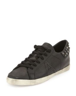 Spot studded Leather Low Top Sneaker, Black
